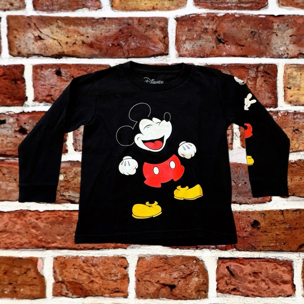 Kids Disney Black Long Sleeve Shirt with Mickey Mouse Design Size 5 Years / 5T